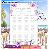 Purple roses seating chart,Ivory purple roses seating chart,(144)